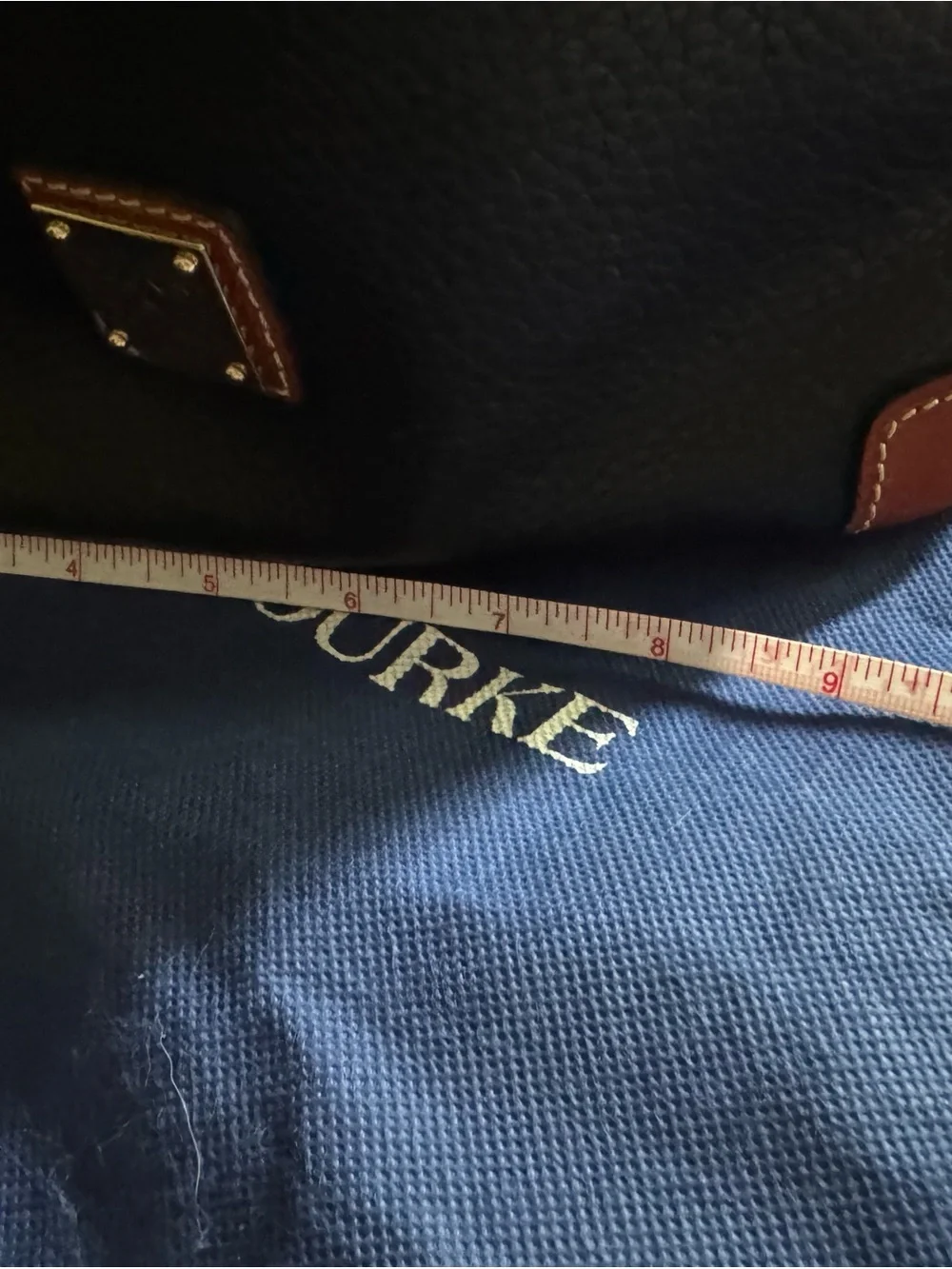 Dooney & Bourke Black Pebbled Leather Crossbody with Brown Trim & Gold Hardware